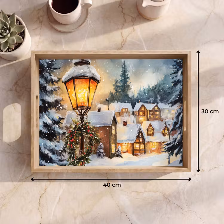 Tablett - Weihnachtsdorf - Häuser - Schnee - Weihnachten — 9