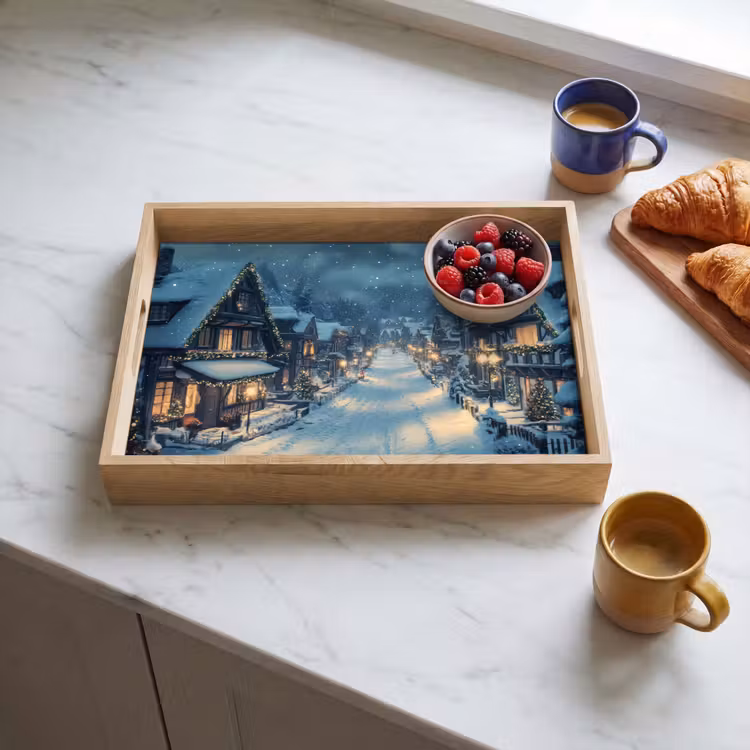 Tablett - Weihnachtsdorf - Weihnachten - Schnee - Winter — 4