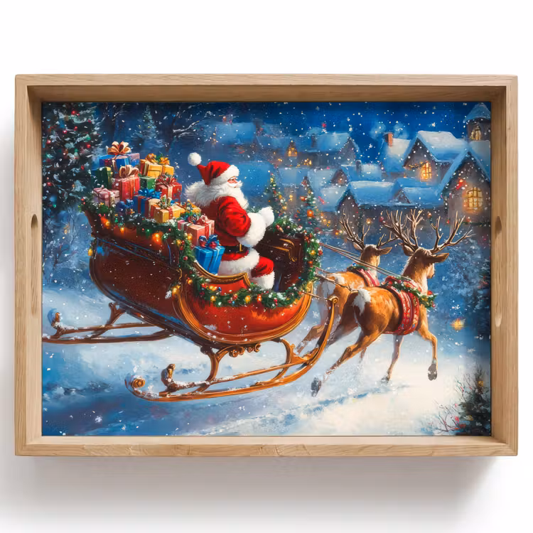 Tablett - Weihnachtsmann - Rentier - Weihnachten - Schnee — 1