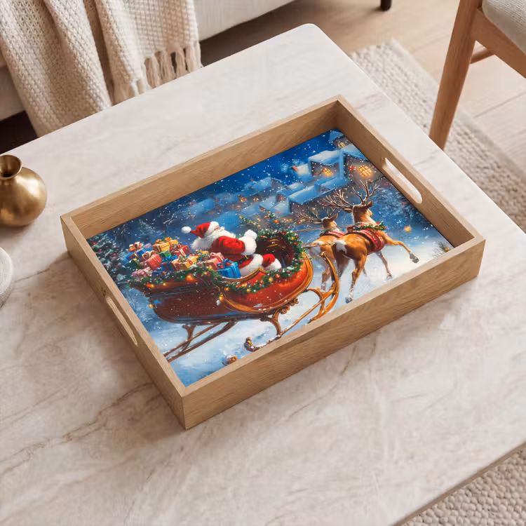 Tablett - Weihnachtsmann - Rentier - Weihnachten - Schnee — 2