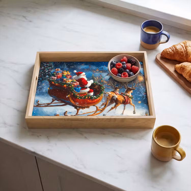 Tablett - Weihnachtsmann - Rentier - Weihnachten - Schnee — 4