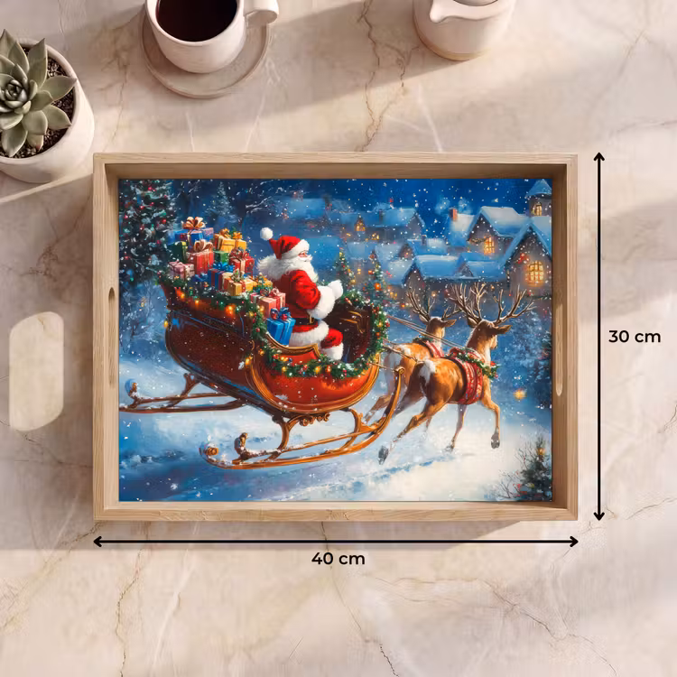 Tablett - Weihnachtsmann - Rentier - Weihnachten - Schnee — 9