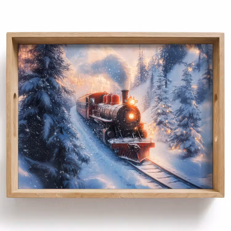 Tablett - Weihnachtszug - Schnee - Winter - Weihnachten — 1