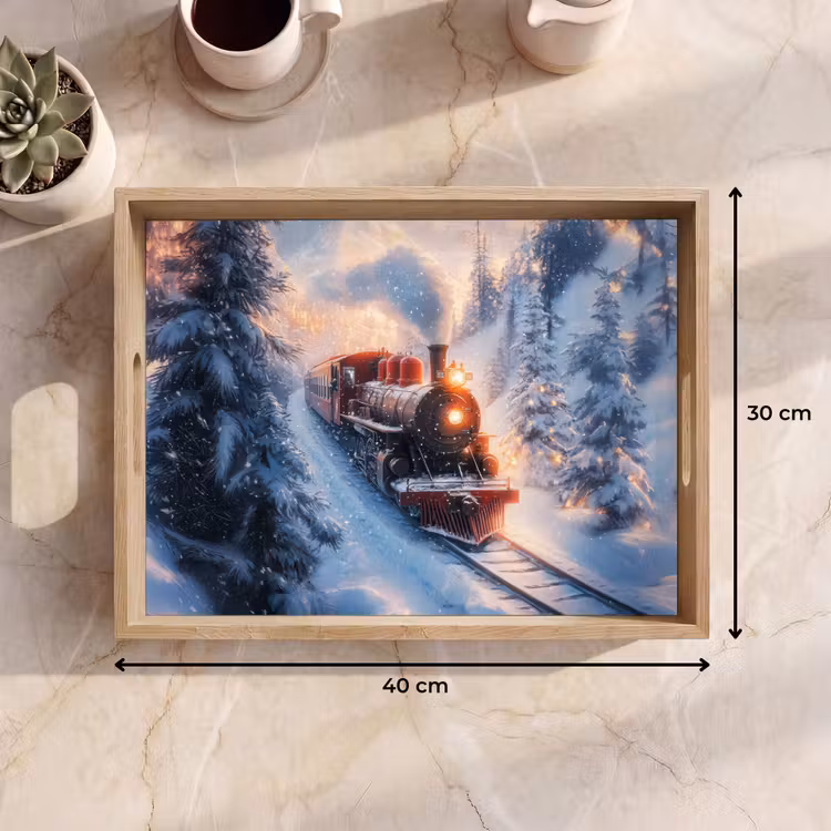 Tablett - Weihnachtszug - Schnee - Winter - Weihnachten — 9