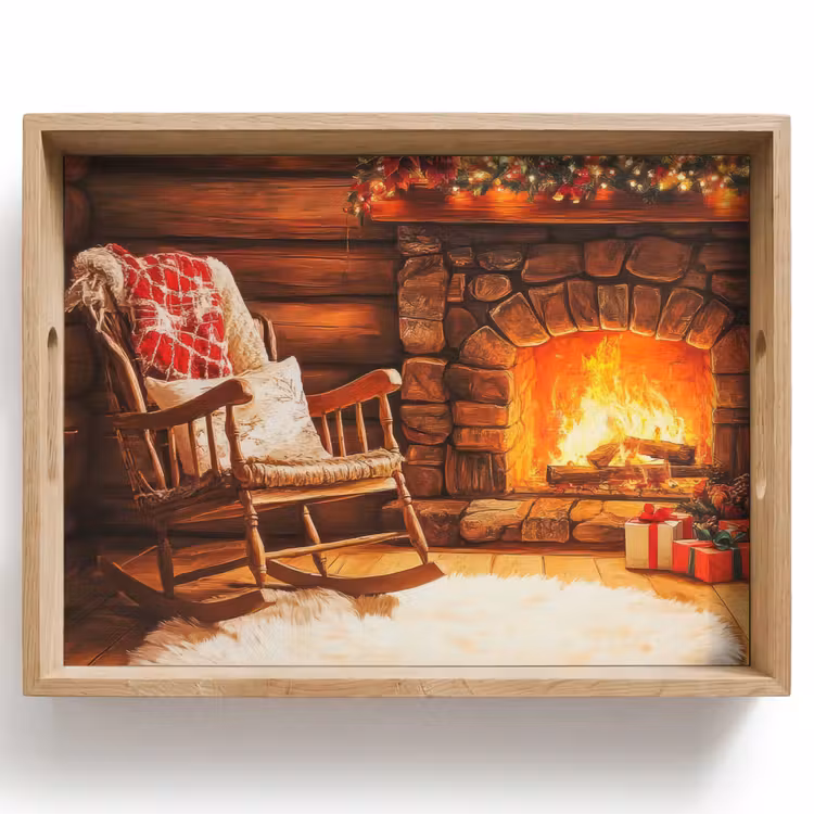 Tablett - Winter - Weihnachten - Zuhause - Kamin — 1