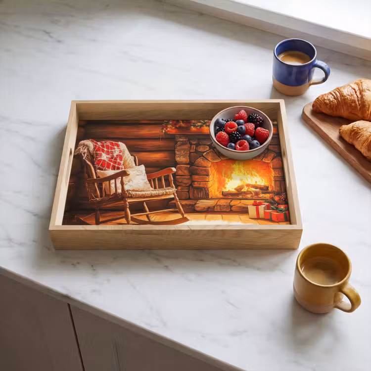 Tablett - Winter - Weihnachten - Zuhause - Kamin — 4