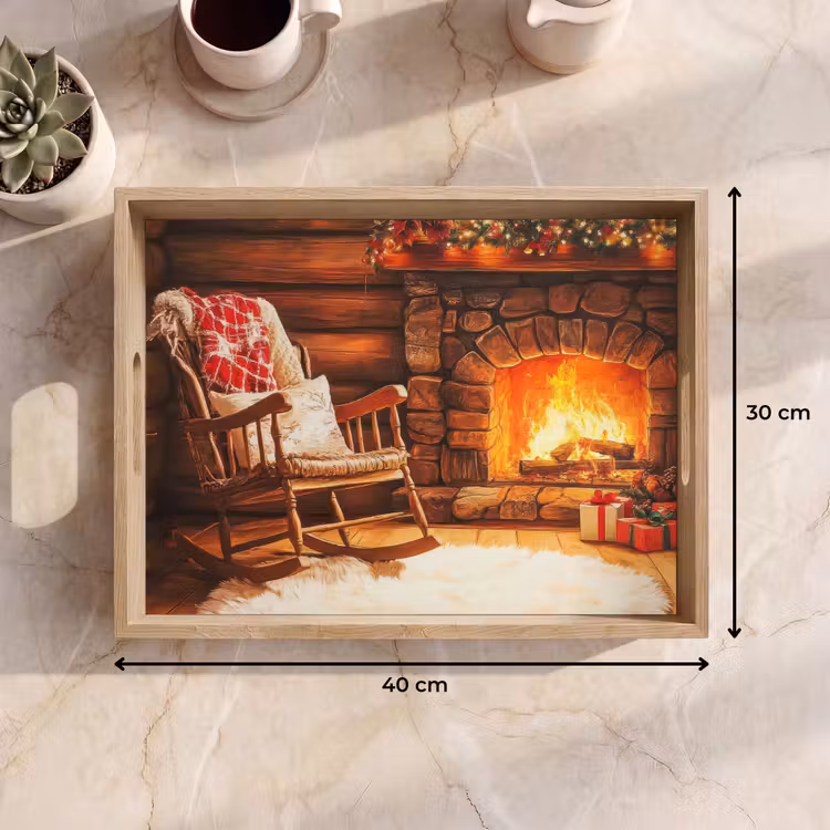 Tablett - Winter - Weihnachten - Zuhause - Kamin — 9