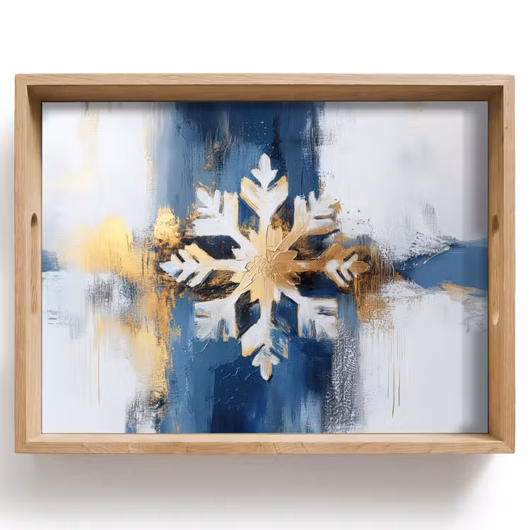 Tablett - Abstrakt - Winter - Schneeflocke - Schnee - Gold — 1