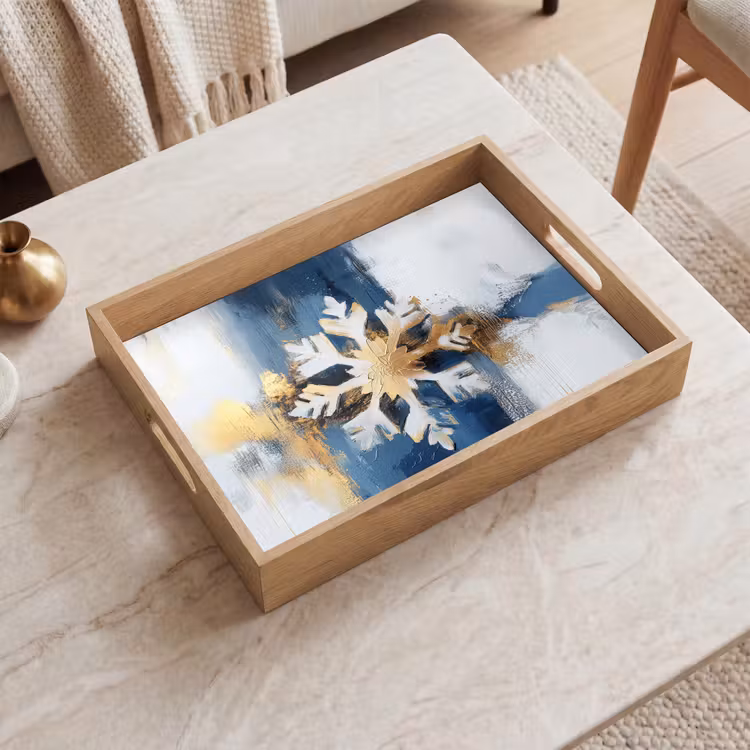 Tablett - Abstrakt - Winter - Schneeflocke - Schnee - Gold — 2