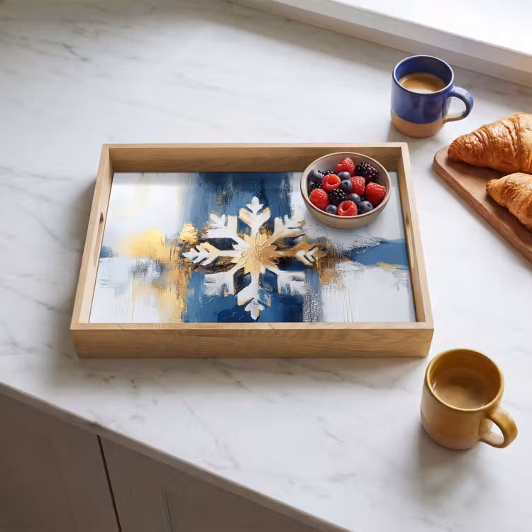 Tablett - Abstrakt - Winter - Schneeflocke - Schnee - Gold — 4