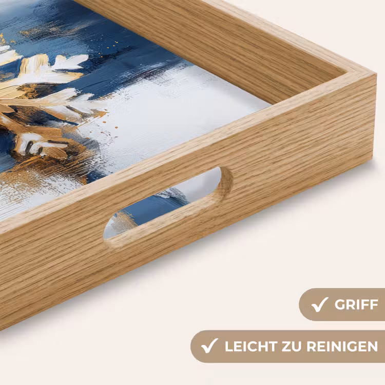 Tablett - Abstrakt - Winter - Schneeflocke - Schnee - Gold — 5