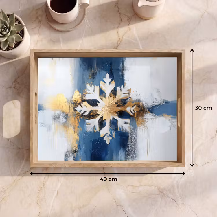 Tablett - Abstrakt - Winter - Schneeflocke - Schnee - Gold — 9