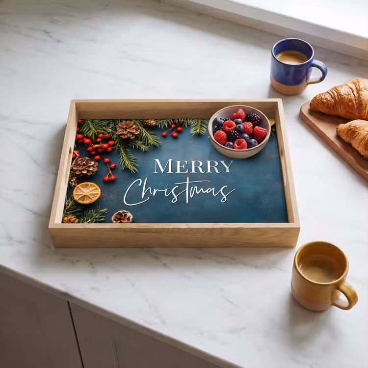 Tablett - Frohe Weihnachten - Blau - Weihnachten - Winter — 4