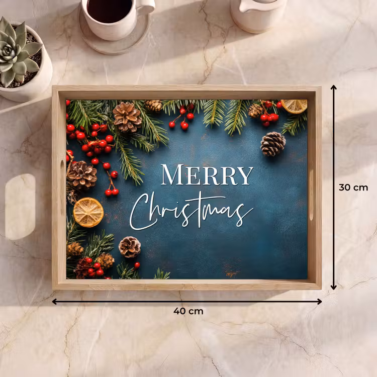 Tablett - Frohe Weihnachten - Blau - Weihnachten - Winter — 9