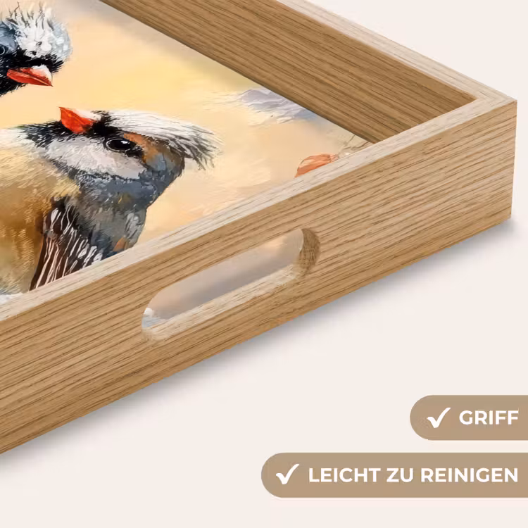 Tablett - Vögel - Zweig - Winter - Schnee — 5