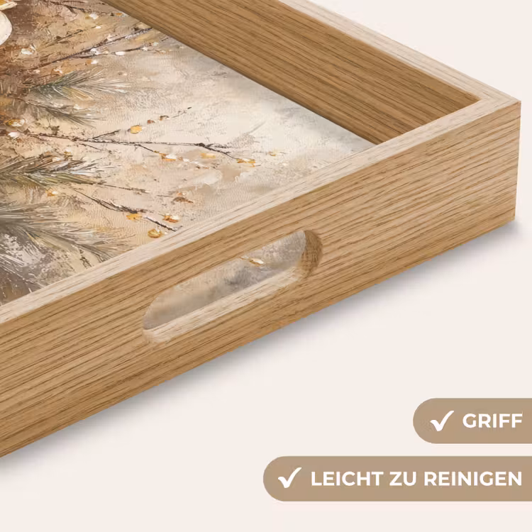 Tablett - Weihnachten - Kugeln - Beige - Gold — 5