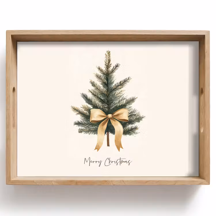 Tablett - Weihnachtsbaum - Weihnachten - Frohe Weihnachten - Beige — 1