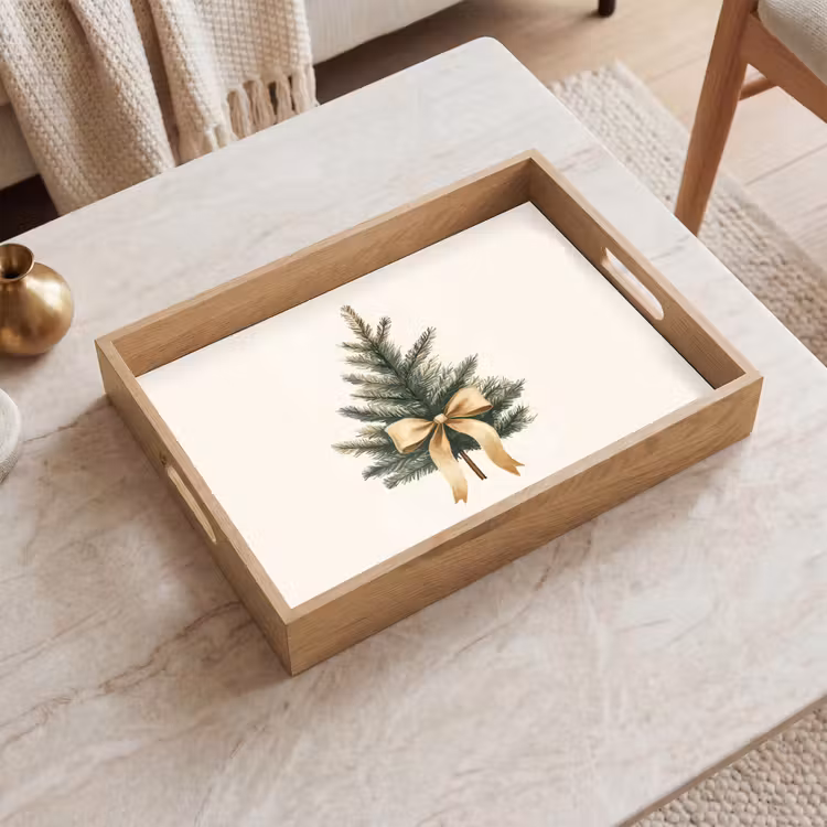 Tablett - Weihnachtsbaum - Weihnachten - Frohe Weihnachten - Beige — 2