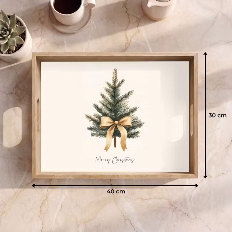 Tablett - Weihnachtsbaum - Weihnachten - Frohe Weihnachten - Beige — 9