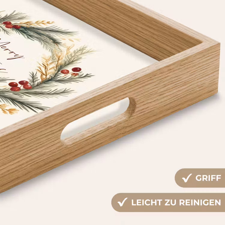Tablett - Weihnachtskranz - Weihnachten - Gold - Beige — 5