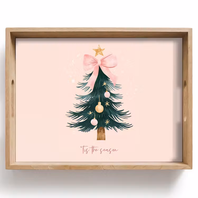 Tablett - Weihnachtszeit - Weihnachtsbaum - Rosa — 1