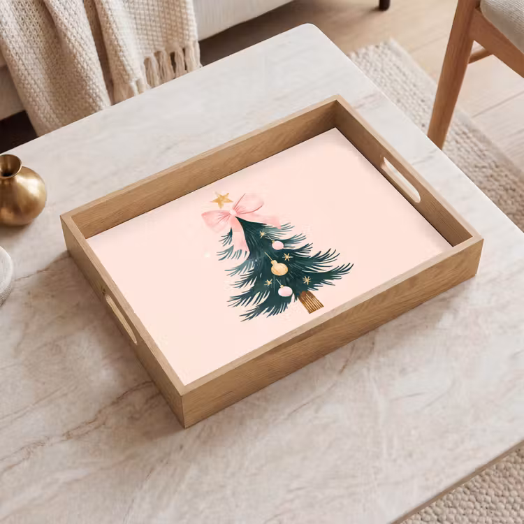 Tablett - Weihnachtszeit - Weihnachtsbaum - Rosa — 2
