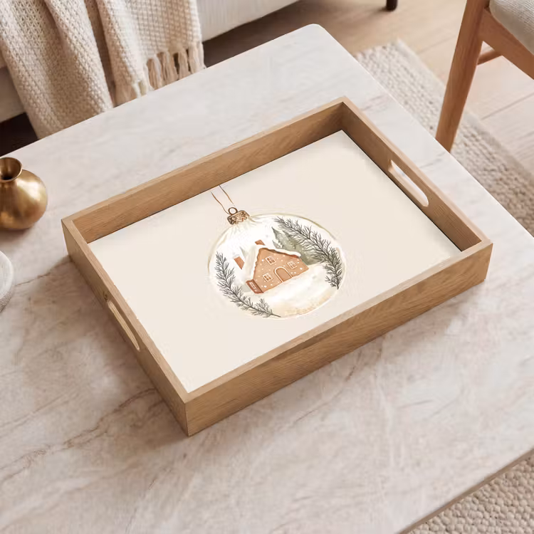 Tablett - Zitat - Winter - Weihnachten - Beige - Weihnachtskugel — 2