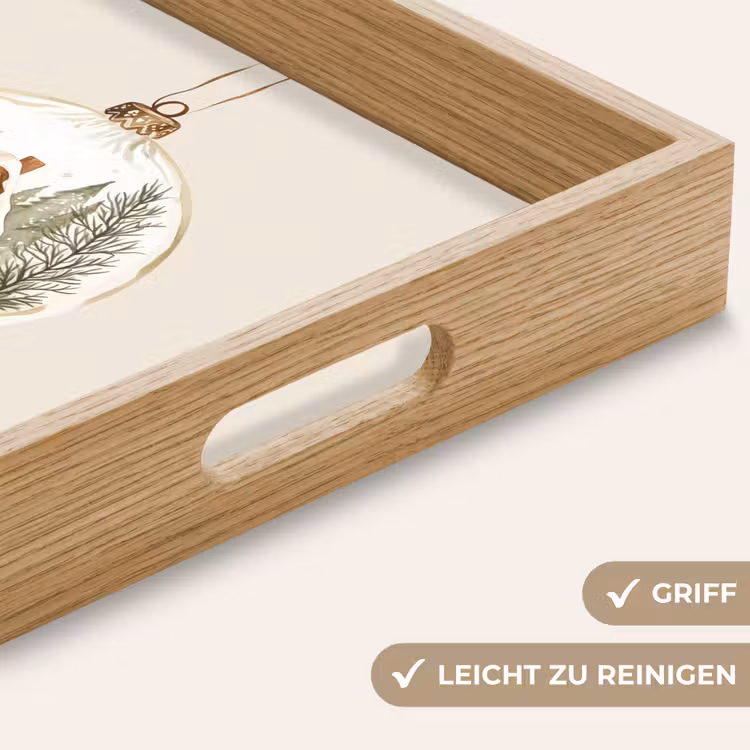 Tablett - Zitat - Winter - Weihnachten - Beige - Weihnachtskugel — 5