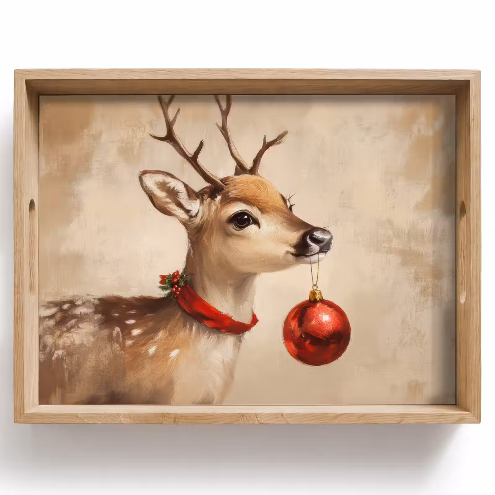 Tablett - Weihnachten - Hirsch - Geweih - Weihnachtskugel - Rentier — 1