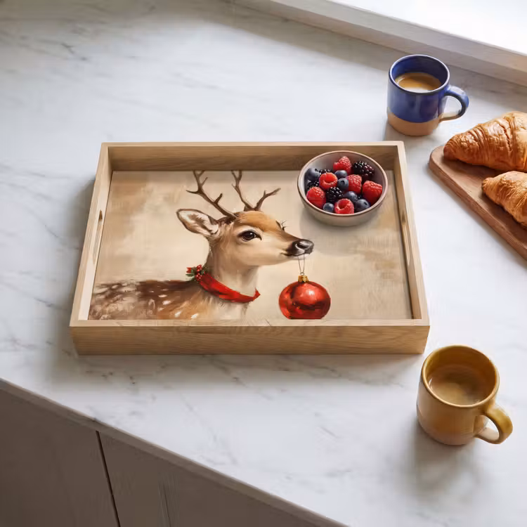 Tablett - Weihnachten - Hirsch - Geweih - Weihnachtskugel - Rentier — 4