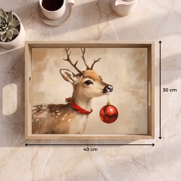 Tablett - Weihnachten - Hirsch - Geweih - Weihnachtskugel - Rentier — 9
