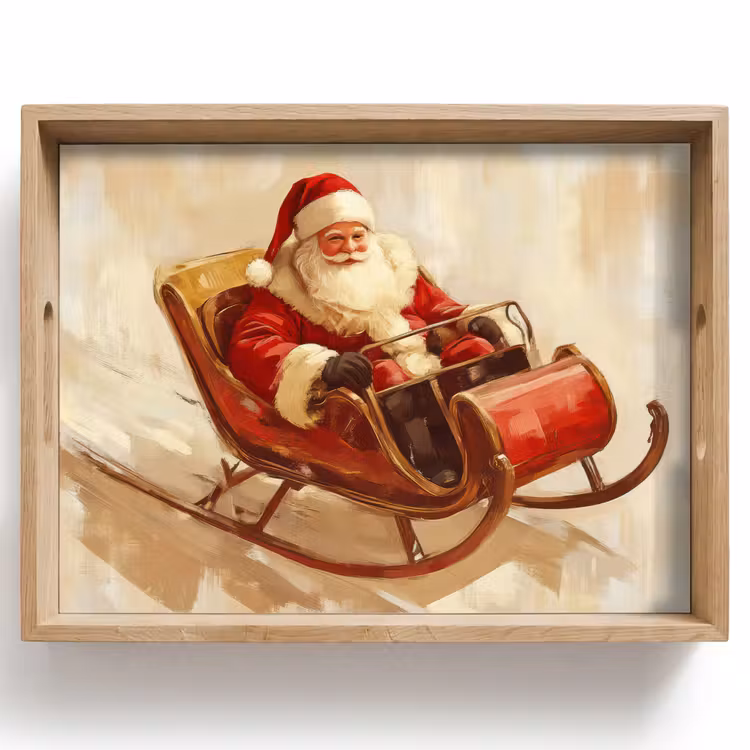 Tablett - Weihnachten - Schlitten - Weihnachtsmann — 1