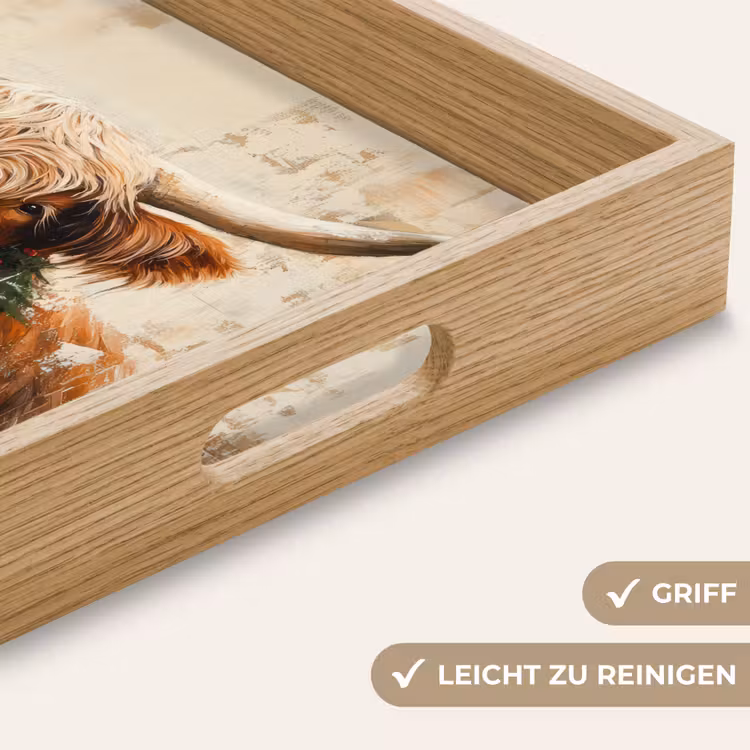 Tablett - Weihnachten - Schottischer Highlander - Braun - Kranz — 5