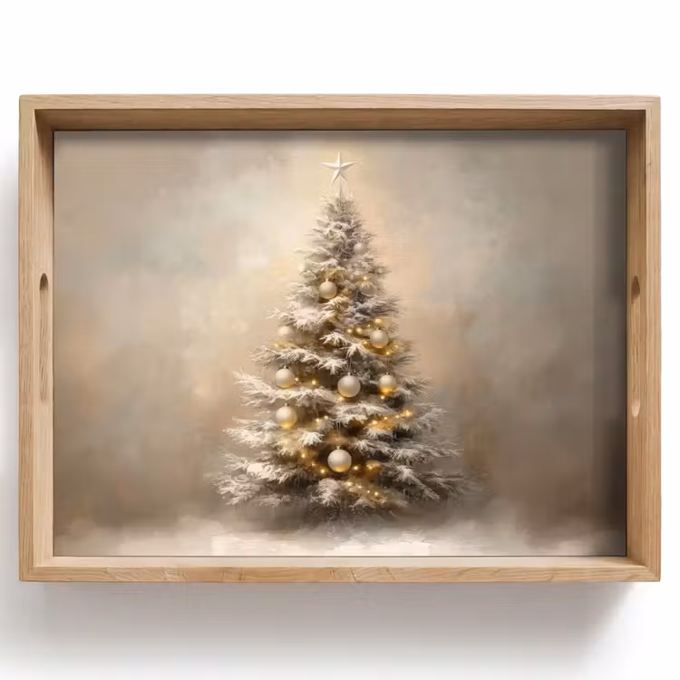 Tablett - Weihnachten - Weihnachtsbaum - Schnee - Kunst — 1