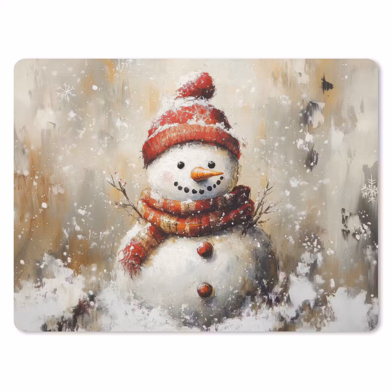 Mauspad - Schneemann - Winter - Schnee - Beige — 1