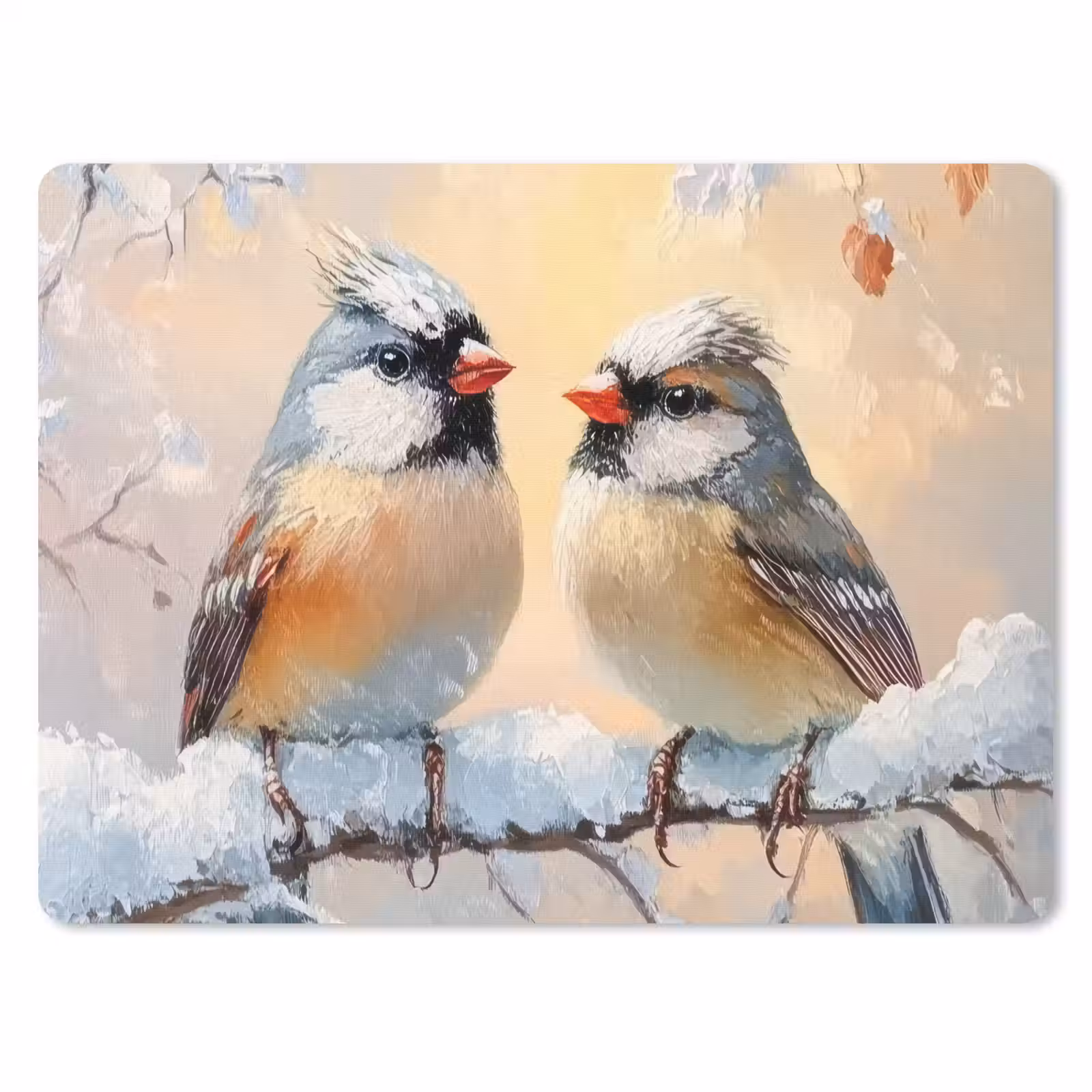 Mauspad - Vögel - Zweig - Winter - Schnee — 1