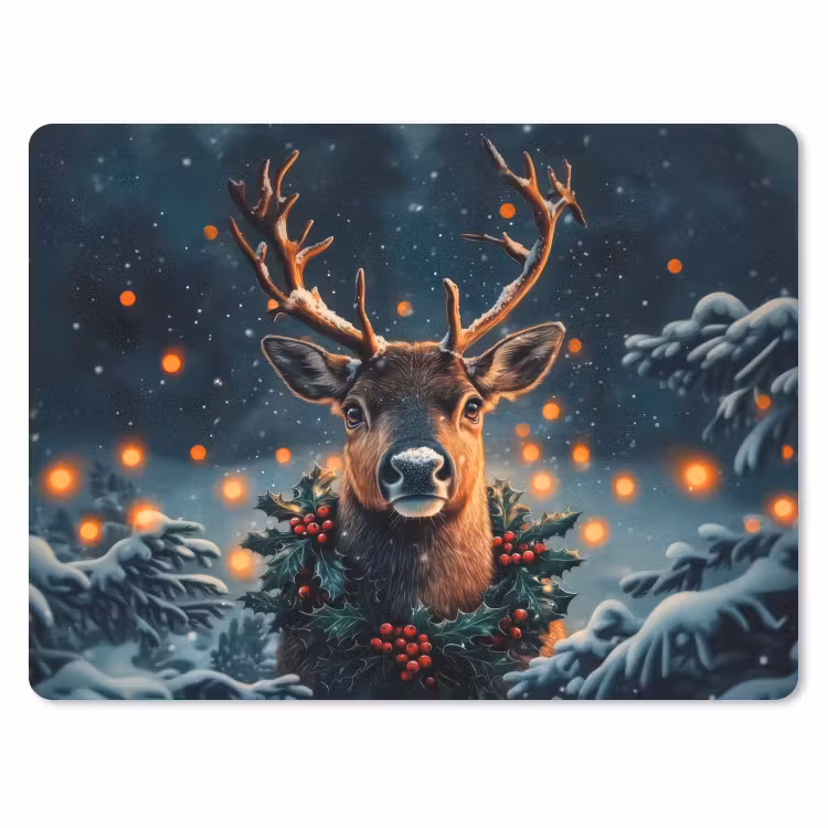 Mauspad - Hirsch - Weihnachten - Winter - Schnee - Weihnachtskranz — 1