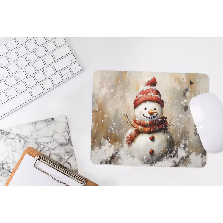 Mauspad - Schneemann - Winter - Schnee - Beige — 2