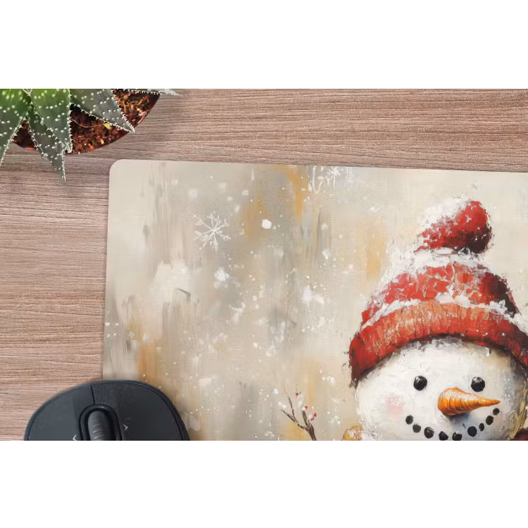 Mauspad - Schneemann - Winter - Schnee - Beige — 4