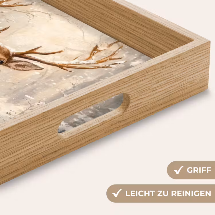 Tablett - Weihnachten - Rentier - Winter - Kranz — 5