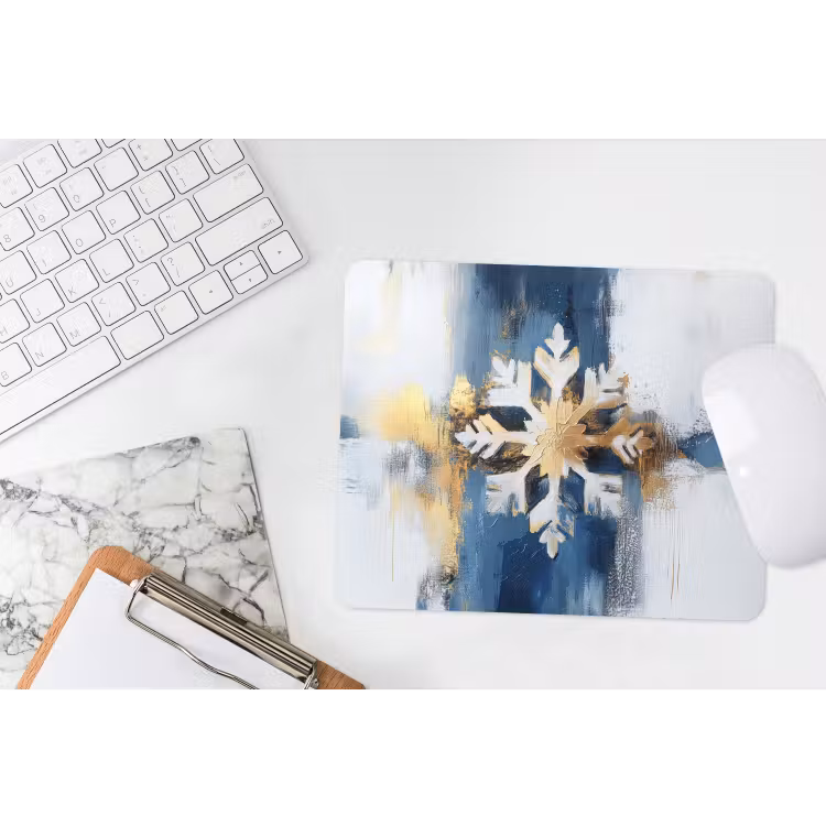 Mauspad - Abstrakt - Winter - Schneeflocke - Schnee - Gold — 2