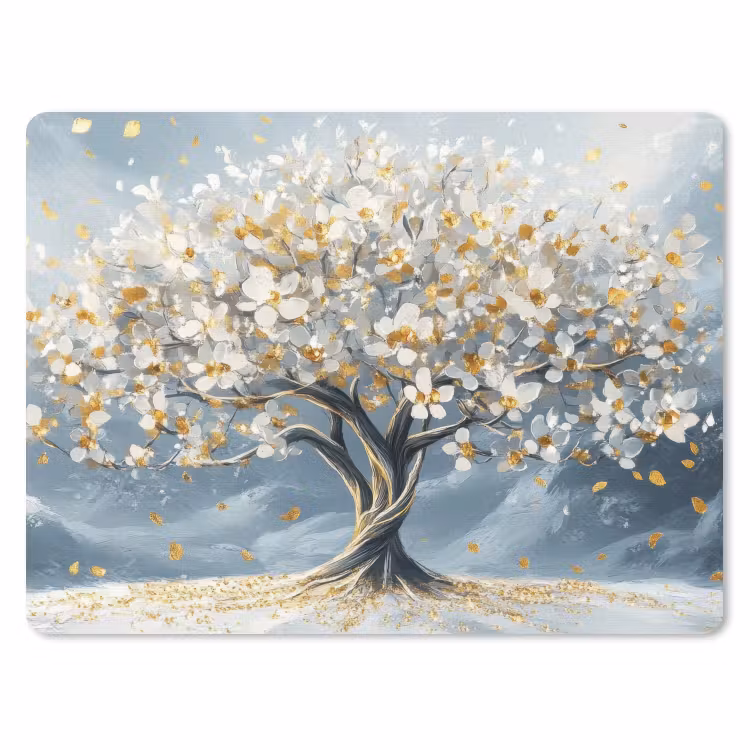 Mauspad - Baum - Winter - Baum des Lebens - Modern - Gold — 1