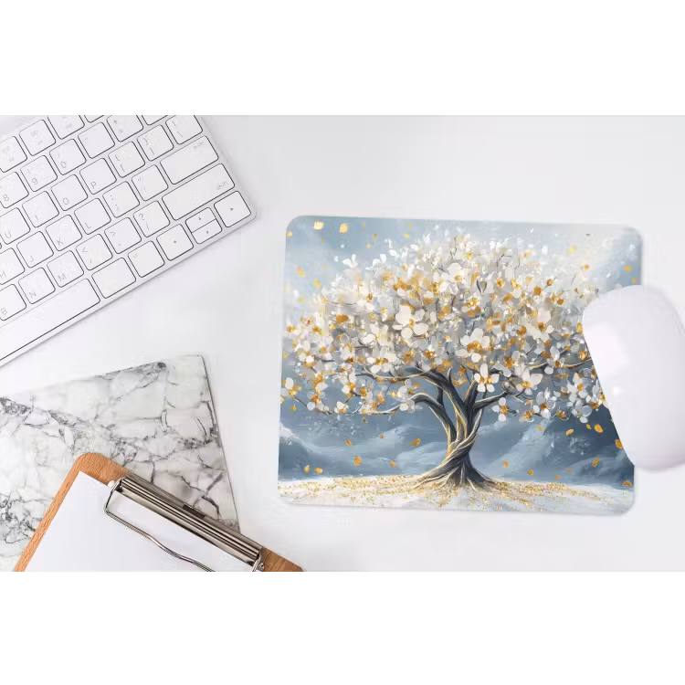 Mauspad - Baum - Winter - Baum des Lebens - Modern - Gold — 2
