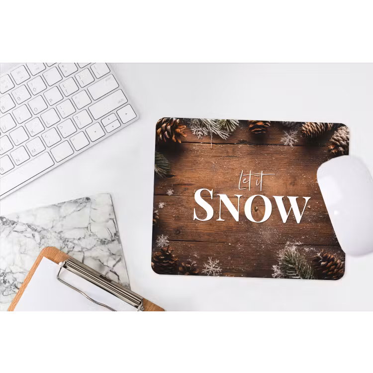 Mauspad - Schnee - Holzoptik - Zitat - Let it snow — 2