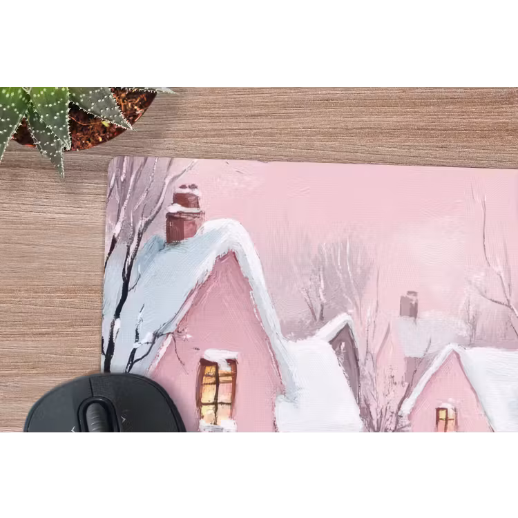 Mauspad - Weihnachtsdorf - Rosa - Winter - Schnee - Häuser — 4