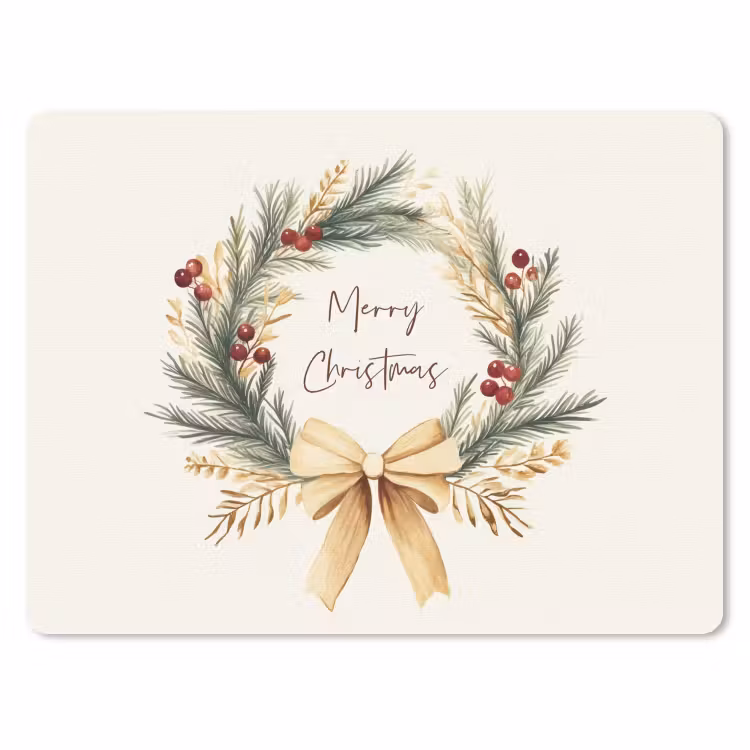 Mauspad - Weihnachtskranz - Weihnachten - Gold - Beige — 1