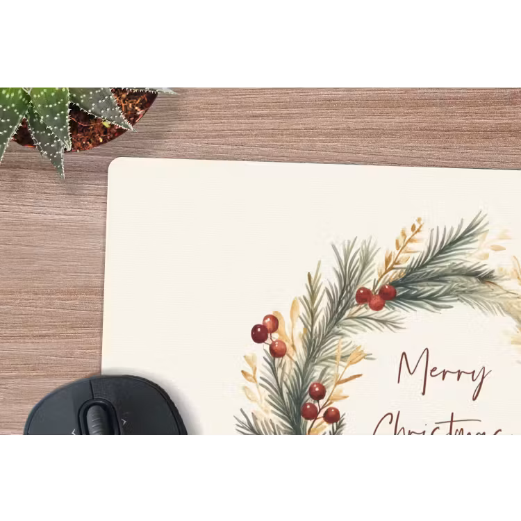 Mauspad - Weihnachtskranz - Weihnachten - Gold - Beige — 4