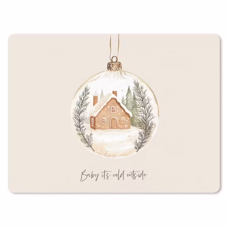 Mauspad - Zitat - Winter - Weihnachten - Beige - Weihnachtskugel — 1