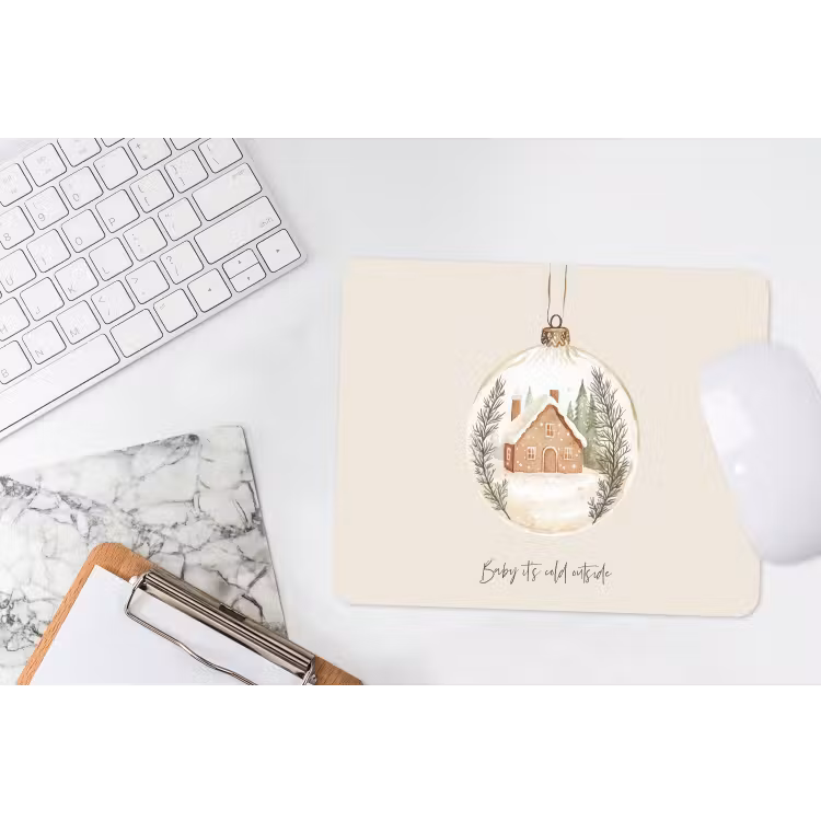 Mauspad - Zitat - Winter - Weihnachten - Beige - Weihnachtskugel — 2