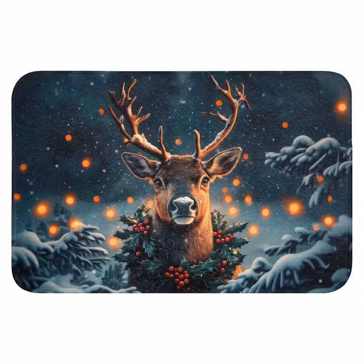 WC Vorleger - Hirsch - Weihnachten - Winter - Schnee - Weihnachtskranz — 1